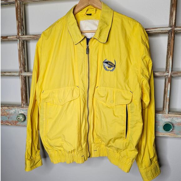Vintage Goodyear Blimp Yellow & Blue Zip Up Utility Jacket Men's Size Medium - Picture 1 of 16